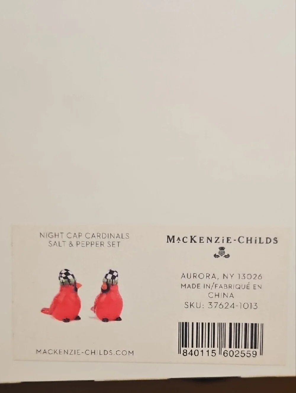 Mackenzie Childs Ceramic Red Cardinal Salt And Pepper Set